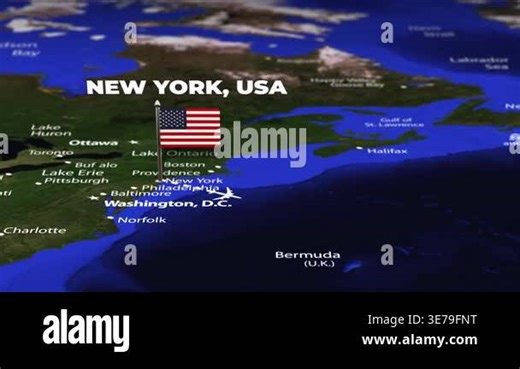 Flight From New York USA to Yamoussoukro IVORY COAST with flag pins Stock Video Footage - Alamy