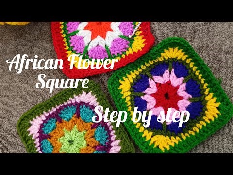 Crochet" African Flower" Granny Square |Tutorial