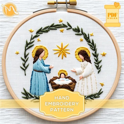 Nativity Scene Embroidery Pattern: Mary, Joseph, Jesus (digital Pattern PDF) - Etsy