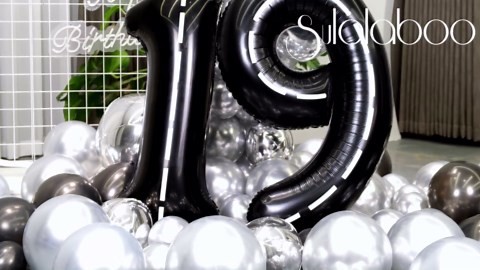 Race Car 40Inch Black 19 Balloon Number Large Helium Race Track 0-9 Giant Digital 19th Foil Mylar Big Party Number Balloons for Men Birthday Car Theme Party Anniversary Graduation Decorations