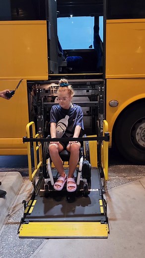 Ever wonder how wheelchair users use handi transit?? well here you go! This was my first time using a bus as a wheelchair user, so it was a learning experience for me as well! Super simple, you just roll on, lock your brake then roll on the bus. The busses we used to get to Universal were a bit different and I wish we had a video of those as well. I was so happy to see there were so many accessible transit options available between Disney and Universal Studios. I was incredibly nervous about try
