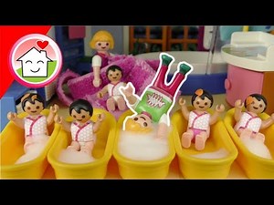 Playmobil Film Familie Hauser - Badetag bei den Fünflingen - Geschichte mit Lena für Kinder