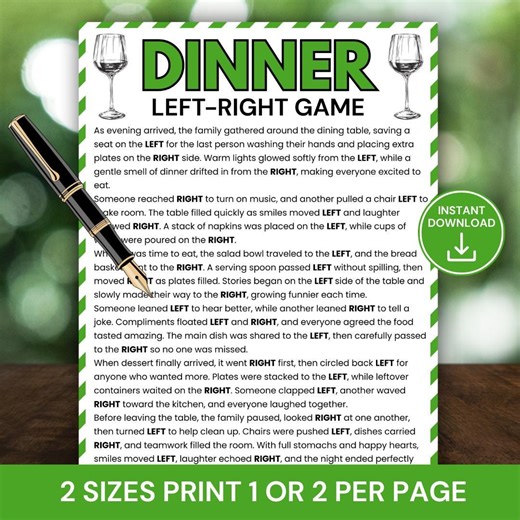 Dinner Left Right Game Printable, Fun Dinner Party Pass the Gift Game, Dinner Table Icebreaker, Holiday Dinner Exchange Game - Etsy