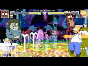 Mugen battles #40 Rigby(me) and Homer vs Kang and Muscle man