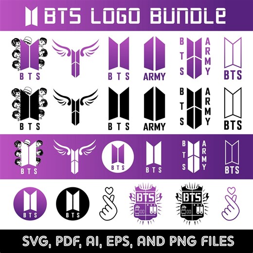BTS Logo SVG Bundle | K-pop Army Designs (cricut & Silhouette Files) - Etsy