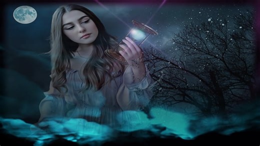 Woman, Moonlight, Magic. Free Stock Video