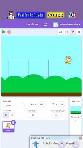 Hướng dãn vẽ 3 hình vuông liên tiếp trong scratch | Lập trình trẻ em Scratch