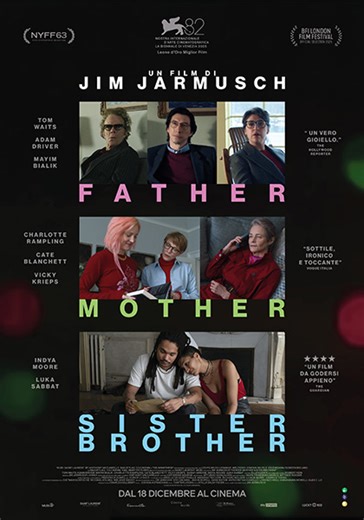 CinemAntella on Instagram: "Il primo film dell'anno! Giovedì 1, Venerdì 2, sabato 3 e domenica 4 2026 al @cinemantella 🎬 Father Mother Sister Brother di Jim Jarmusch USA, Irlanda, Francia, 2025 | 110’ | Commedia, Drammatico | Un film con Tom Waits, Cate Blanchett, Adam Driver, Charlotte Rampling, Mayim Bialik, Sarah Greene. Distribuito da @luckyred Una sorella e un fratello quarantenni si ritrovano a mantenere un padre squattrinato che li invita a visitarlo solo quando ha bisogno di un aiuto ec