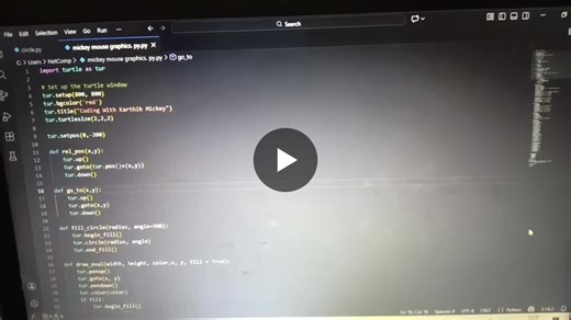 Micky Mouse python turtle graphics visual studio code | Monika Chaudhary