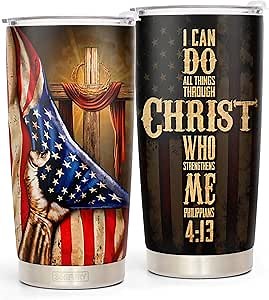 Christian Gifts For Men - Religious Gifts For Men - Gift For Man - Fathers Day Birthday Gift for Dad From Daughter, Son, Wife - Birthday Gift for Man, Dad, Boyfriend, Husband - Christian Tumbler 20Oz