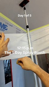 Day 1 of 5 - The 5 Day Mobile Spray booth with @zipwall_llc This is the way to create the 5 day process spray booth that fits in any kitchen or room, fast and efficient for 1 person. using 3m plastic and zipwall poles. | The Painter