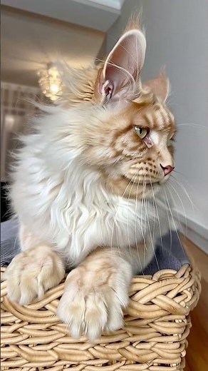 Majestic Fluffy Maine Coon Royalty Showing Off Its Charming Grumpy Look 🐾✨ #catlab