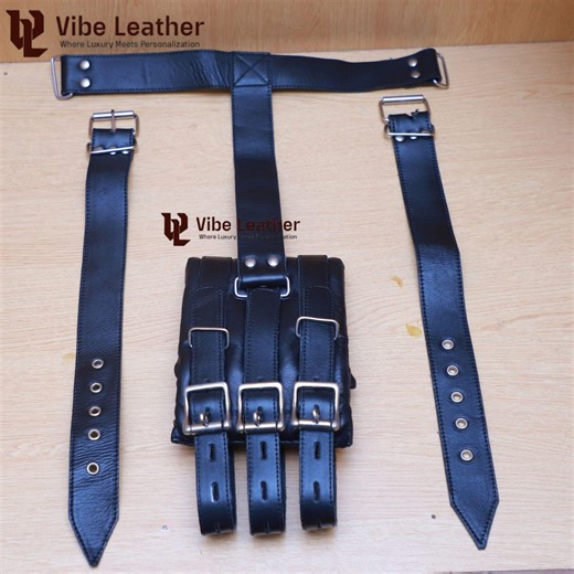 Cowhide Leather Wrist & Bicep Cuffs - Bondage Restraint Set - Etsy
