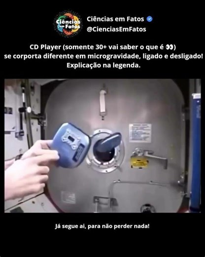 Porque o cd player se comporta diferente ligado ou desligado na microgravidade #universo #astronomia
