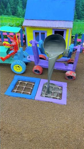 😮 Amazing Mini Tractor Making Cement Pillar | DIY Real Working Construction Machine 🚜 #shorts