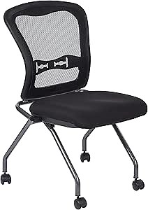 Amazon.com: Office Star Deluxe Breathable ProGrid Back Armless Folding Chair 2-Pack with Rolling Casters and Titanium Finish Frame, Coal FreeFlex : Home & Kitchen