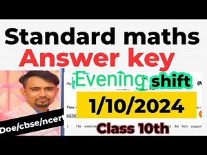 standard maths answer key for mid term exam 2024-25 / class 10 maths solution / evening shift