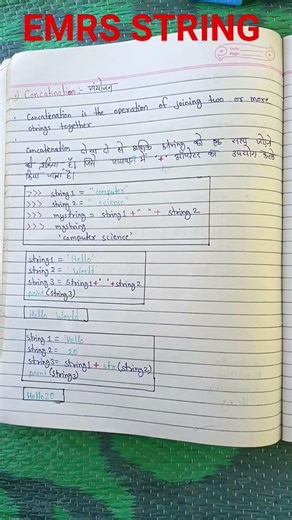 EMRS computer science Hindi string indexing concatenation