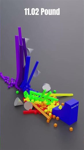Rainbow Pillar Satisfying Demolition by a rolling ball #rigidbodydynamics #relaxing