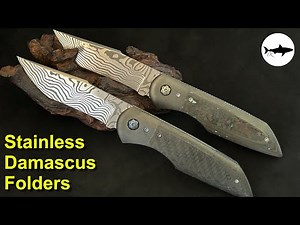 Forging STAINLESS damascus folding knives