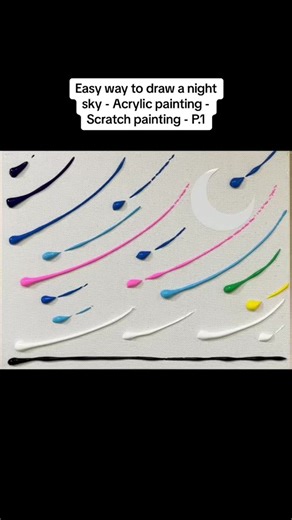 Easy way to draw a night sky - Acrylic painting - Scratch painting #painting #drawing #art #hobby #easy #fyp