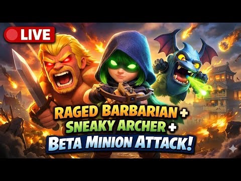 LIVE 🔴 Raged Barbarian + Sneaky Archer + Beta Minion Attack | Builder Base Battles | Clash of Clans