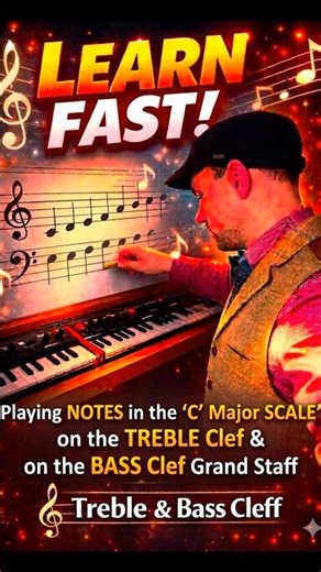 How to Play NOTES in the ‘C’ Major SCALE’ on the TREBLE Clef & BASS Clef Grand Staff! Don’t mis
