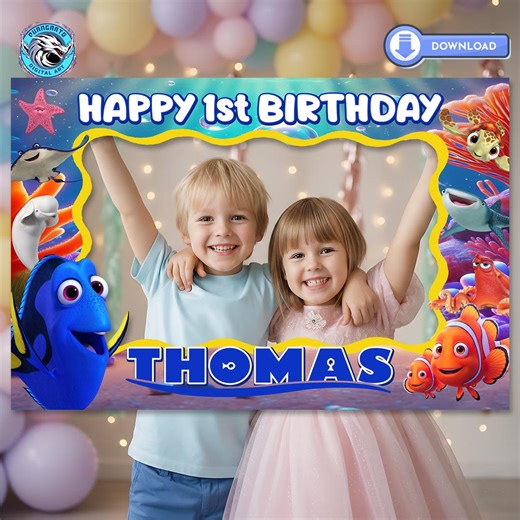 Printable Finding Dory Birthday Photo Frame, Under the Sea Booth Party Frame - Etsy