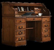 Solid Oak Wood Roll Top Executive Desk 54x24x44.5 BW Home Office Organizer Desk