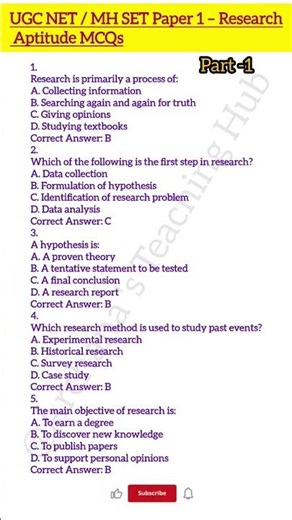 UGC NET / MH SET Paper 1 – Research Aptitude MCQs part-1 #ugcnet #mhset2026 #paper1