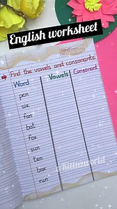 80K views · 1.2K reactions | fun way to learn vowels & consonant 朗| focus and concentration activity for toddlers |fun english worksheet for lkg❣️Benifits: ✔️imporve concentration ✔️improve focus ✔️improve problem solving skills ✔️cognitive development #toddlers #toddlersactivity #toddlersofinstagram #funlearning #worksheetsfortoddlers #worksheetsforkids #preschoolworksheets #montessori #preschool #prescholar #english #grammer #vowels | Renu Bala | Facebook