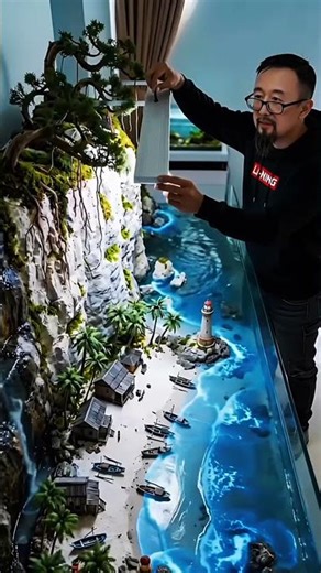 From Sand to Paradise 🌊 Mini Beach House DIY Transformation #peacefulvibes #calmvisuals #diyshort