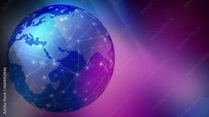 Rotating globe modern tech for global news background on tv station breaking international headline news, worldwide broadcasting graphics and business reporting