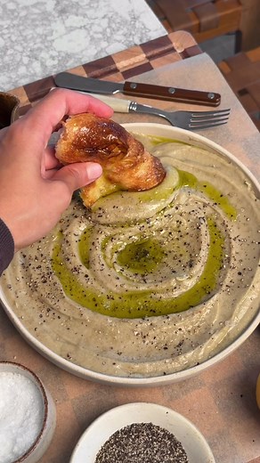 Whipped Eggplant Dip with Fresh Pizza Bread