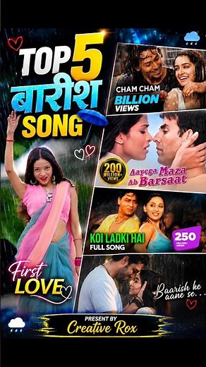 Top 5 Baarish Songs 🌧️❤️ | Cham Cham, Aayega Maza Ab Barsaat, Koi Ladki Hai & Baarish Ke Aane Se |