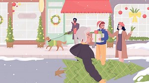 Animated decorated city illustration