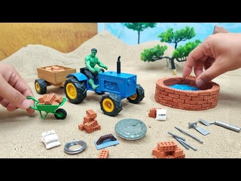 DIY Mini Tractor Construct Brick Well | Fun DIY Science Project Experiment with Bricks and Cement