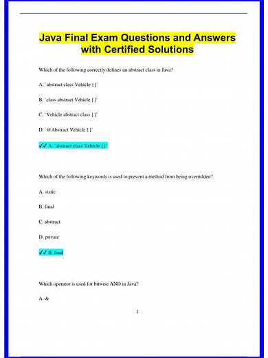 Java Final Exam Questions and Answers with Certified Solutions969_636x882