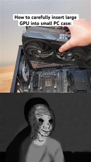 How to insert large GPU into a small PC case 🥲 #pcbuild #pccase #pcgamers #gpu #pcsetup | E.Tech Solution