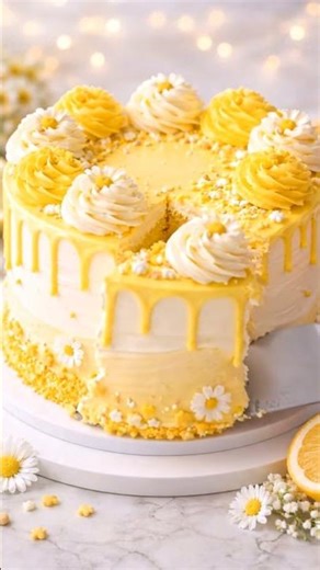 Stunning Yellow Cake 🎂 | Simple & Elegant Cake Design at Home