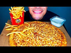 ASMR LITTLE CAESARS CHEESE PIZZA WITH RANCH SAUCE *BIG BITES* EATING SHOW MOUTH SOUNDS JERRY MUKBANG