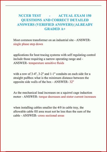 Nccer Test Actual Exam 150 Questions And Correct Detailed An video