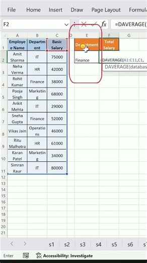 Database function DAVERAGE