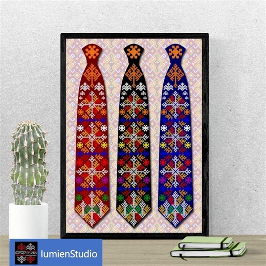 Geometric Necktie Pattern Wall Art | Tribal Folk Style Tie Design (digital Download) - Etsy