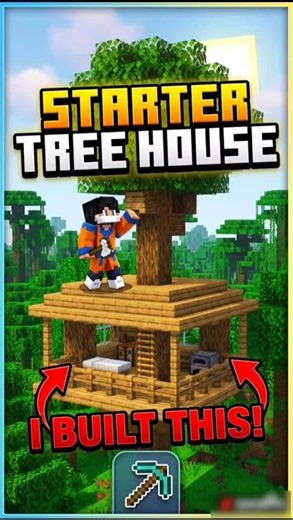 I build a starter tree house in Minecraft #minecraftbuilds