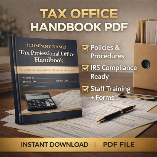 Manual de la Oficina de Impuestos (PDF) / Manual de Políticas y Procedimientos / Guía de Cumplimiento del IRS / Capacitación para Preparadores de Impuestos + Formularios - Etsy España