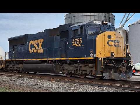 CSX 4755 SD70MAC Leads Manifest Train w/ Colorful Rolling Stock