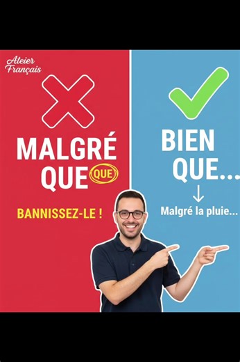 L’ERREUR QUE TOUT LE MONDE FAIT ! ❌ Arrêtez de massacrer vos e-mails et vos réunions avec cette faute ! 😱 Beaucoup disent « Malgré que », mais saviez-vous que c’est une erreur que même les cadres commettent ? Je vous donne la règle simple pour ne plus jamais douter et paraître plus professionnel en 30 secondes. ✅ 👇 On vérifie si vous avez compris ? Complétez cette phrase en commentaire : « ______ qu’il soit tard, je travaille. » Je corrigerai les meilleures réponses ! 🔥 #LangueFrançaise #Orth