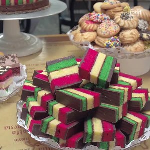 1.7M views · 8K shares | THIS is how legendary Rainbow Cookies are made  (We’ll take the whole tray, Gian Piero Bakery!) Watch double premieres of #Baked with Tom Papa > Mondays beginning at 10|9c | Food Network | Facebook