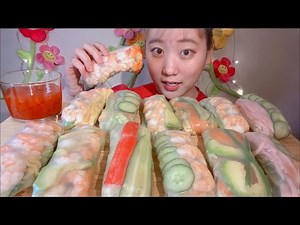 ASMR 生春巻き Fresh Spring Roll 월남쌈【咀嚼音/大食い/Mukbang/Eating Sounds】